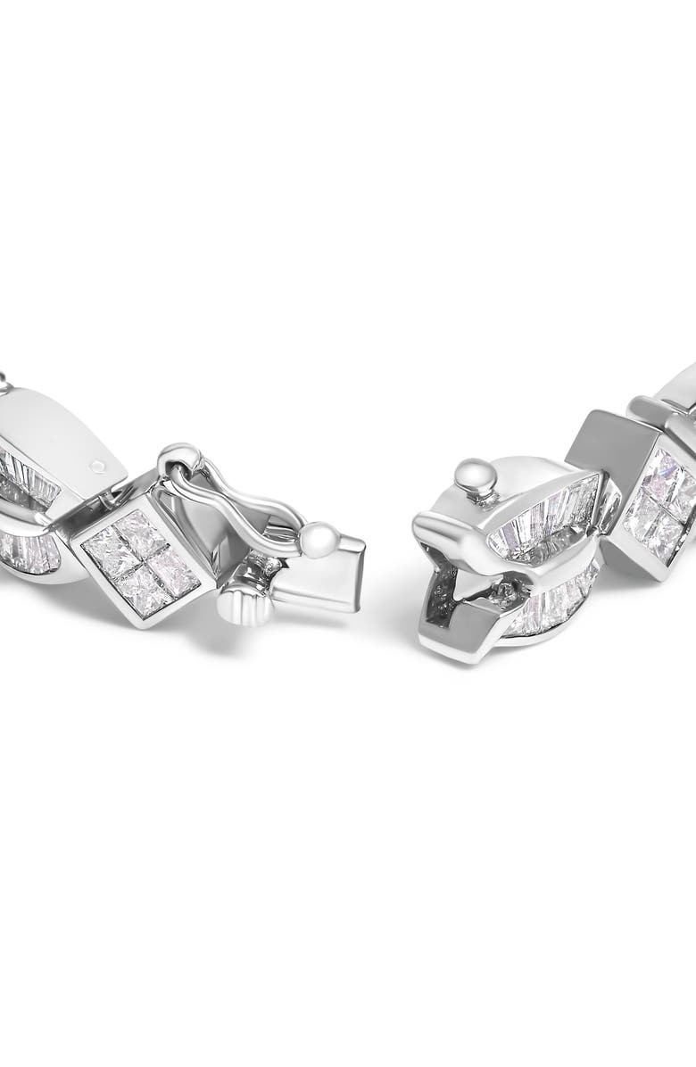 Haus of Brilliance 14K White Gold 8 5/8ct Cttw Princess and Baguette Diamond Geometric Twist Link Bracelet, Alternate, color, White Gold