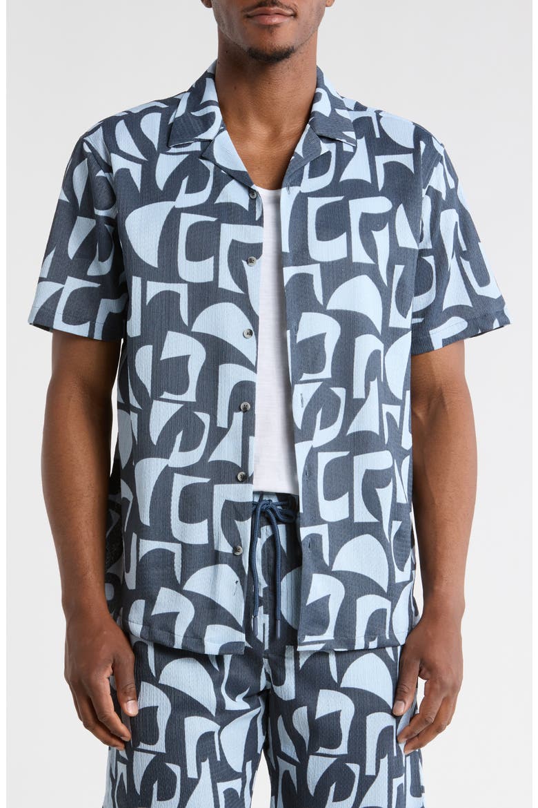 Abstract Print Camp Shirt, Main, color, BLUE FINCH
