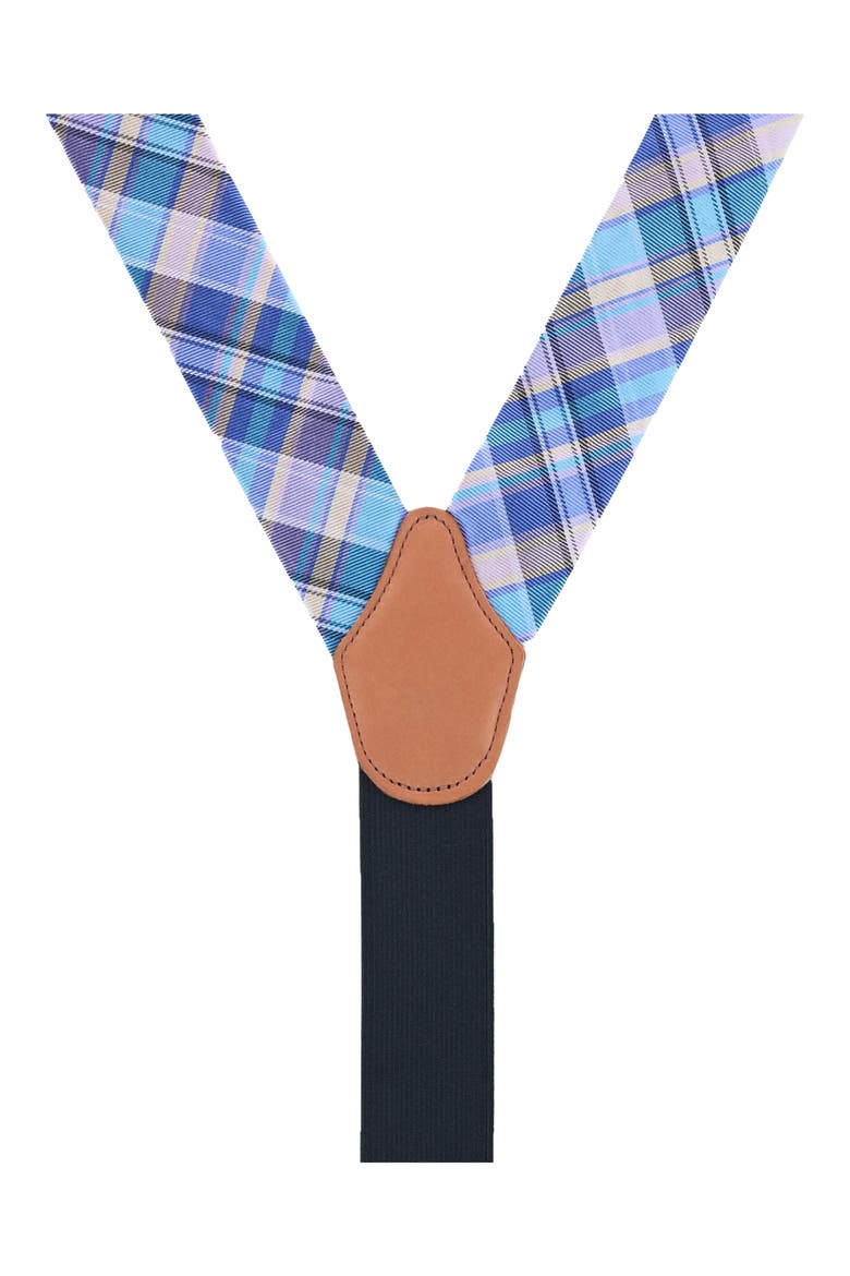 Sherwood Plaid Silk Suspenders, Alternate, color, BLUE PLAID