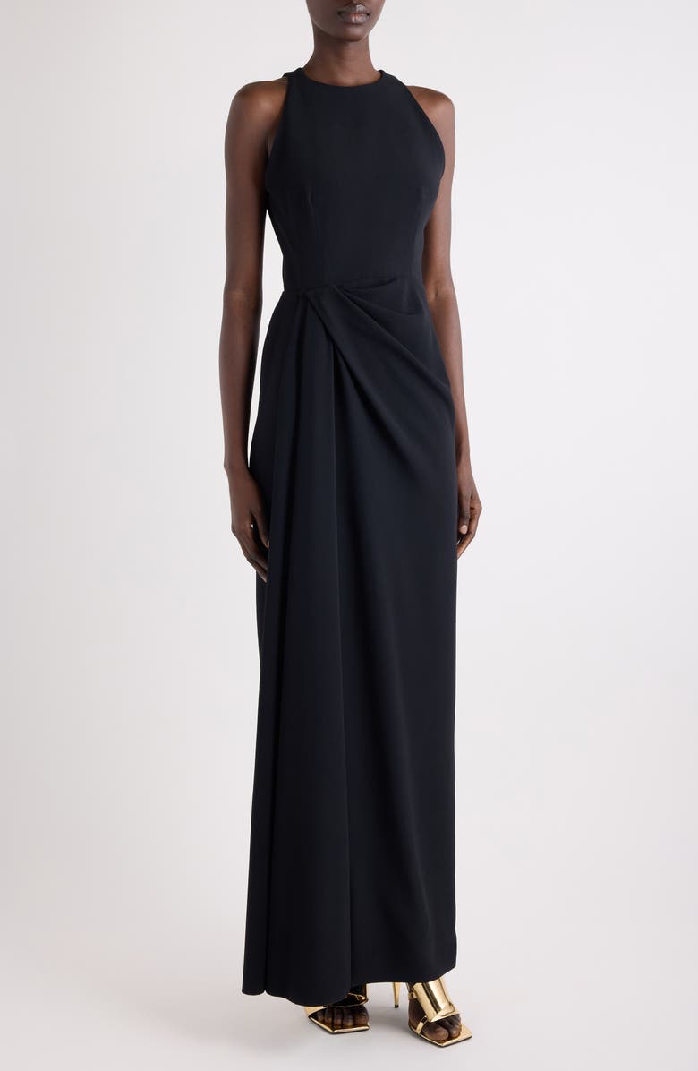 Givenchy Drape Front Sleeveless Stretch Crepe Gown, Main, color, Black