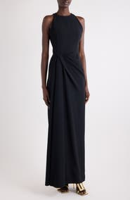 Givenchy Drape Front Sleeveless Stretch Crepe Gown