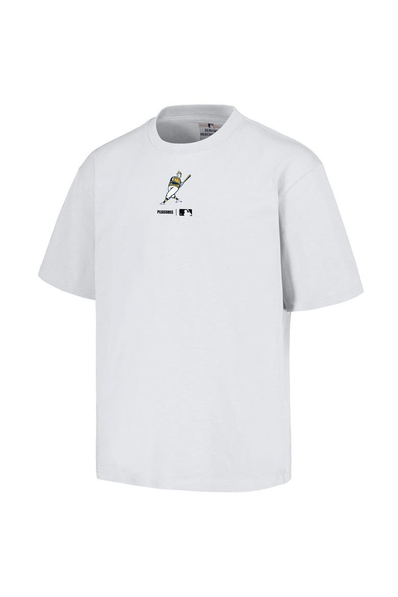 Men's PLEASURES  White Milwaukee Brewers Mascot T-Shirt, Alternate, color, White