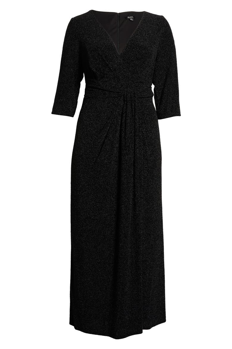 Metallic Knit Gown, Alternate, color, BLACK