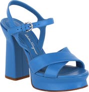 FERRAGAMO Platform Ankle Strap Leather Sandal