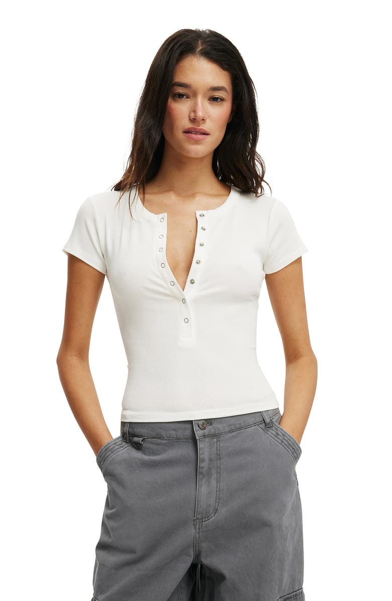 Cotton On Women's Christy Henley Tee, Main, color, Vintage White