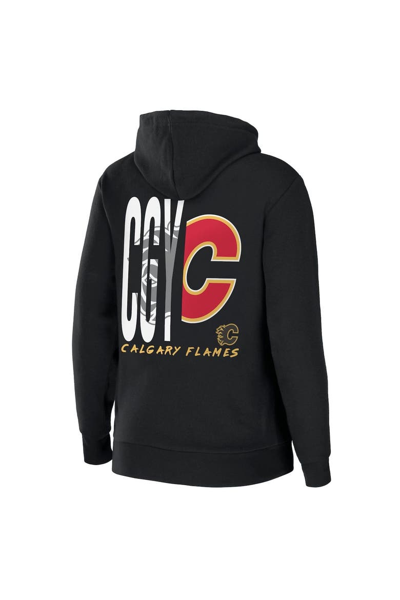 Women's WEAR by Erin Andrews Black Calgary Flames Sponge Fleece Full-Zip Hoodie, Alternate, color, Black