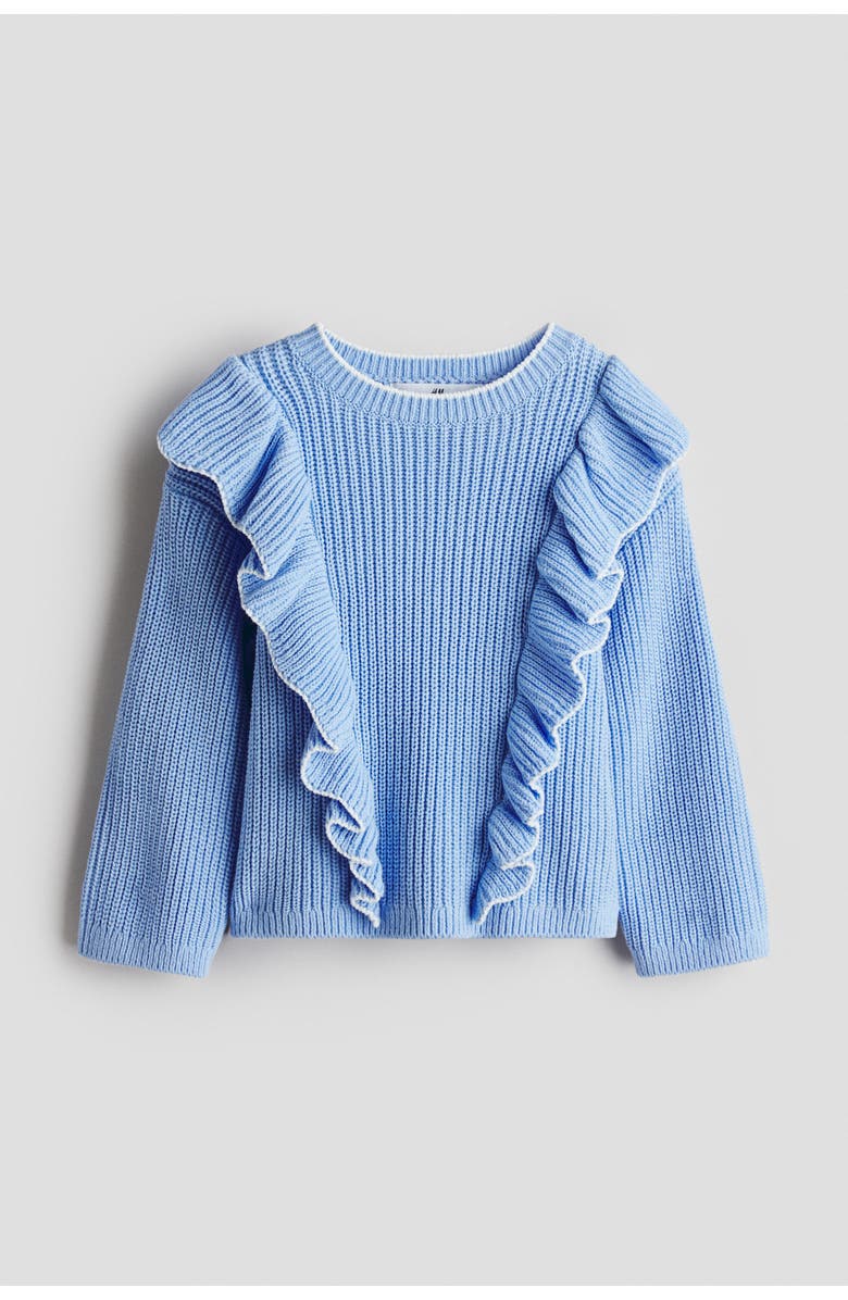 H&M Ruffle-trimmed sweater, Alternate, color, Blue