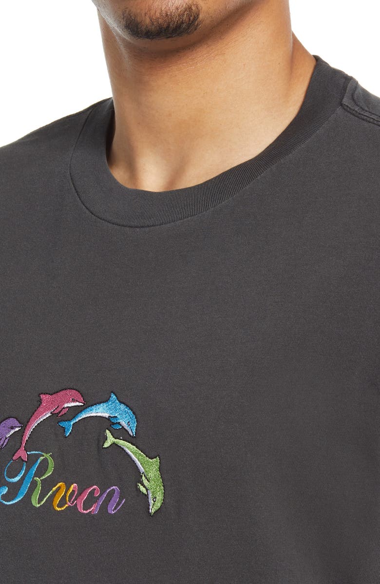 RVCA Mock Tourist Dolphin Embroidered T-Shirt, Alternate, color,
