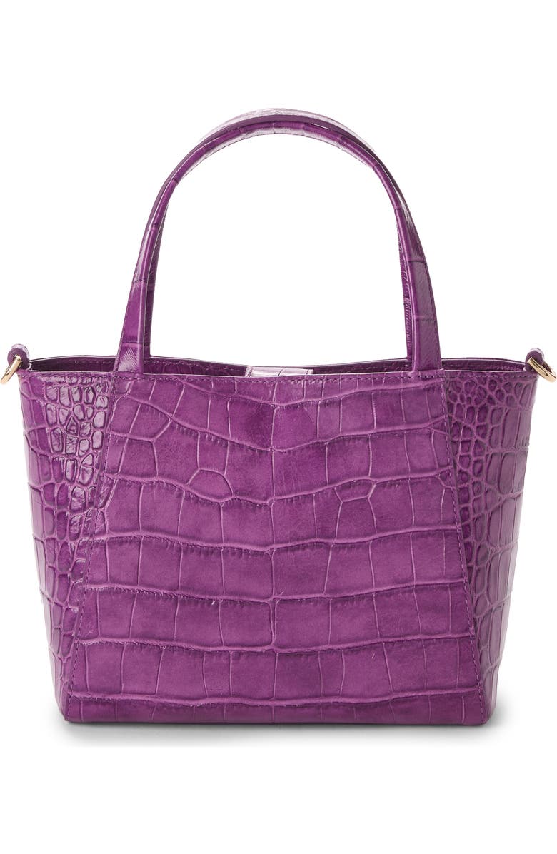 Brahmin Small Mona Croc Embossed Leather Tote, Alternate, color, Purple