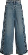 Stella McCartney Lacing Denim Wide Leg Jeans