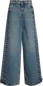 Stella McCartney Lacing Denim Wide Leg Jeans