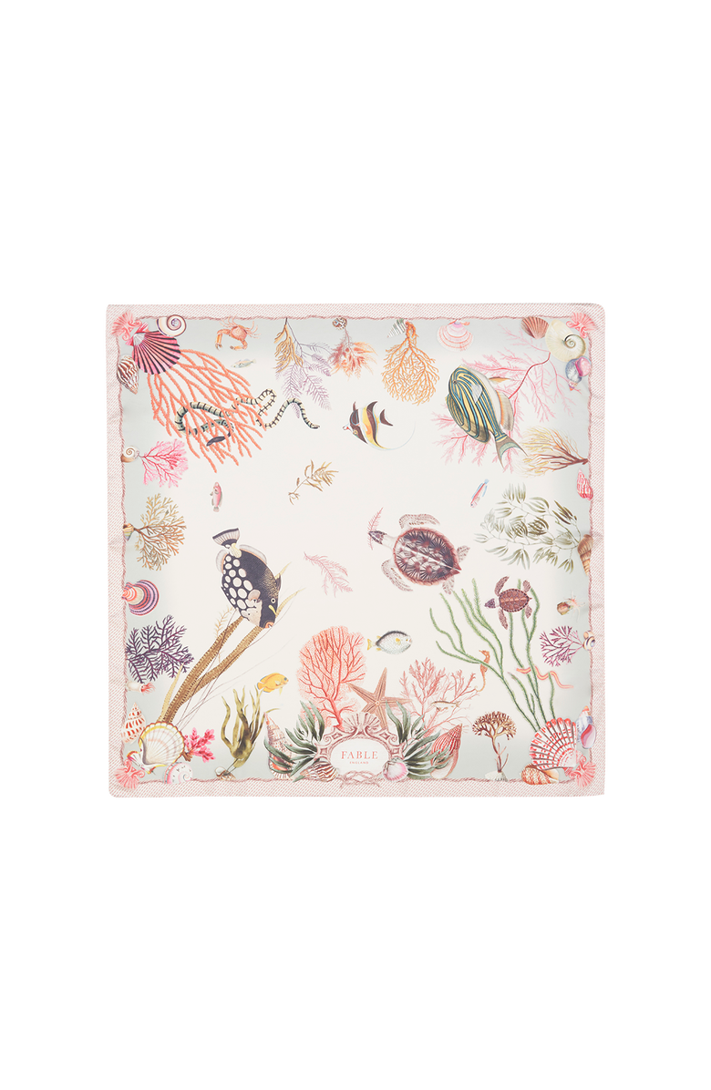 Fable England Tropical Escape Square Scarf, Main, color, Green & Cream