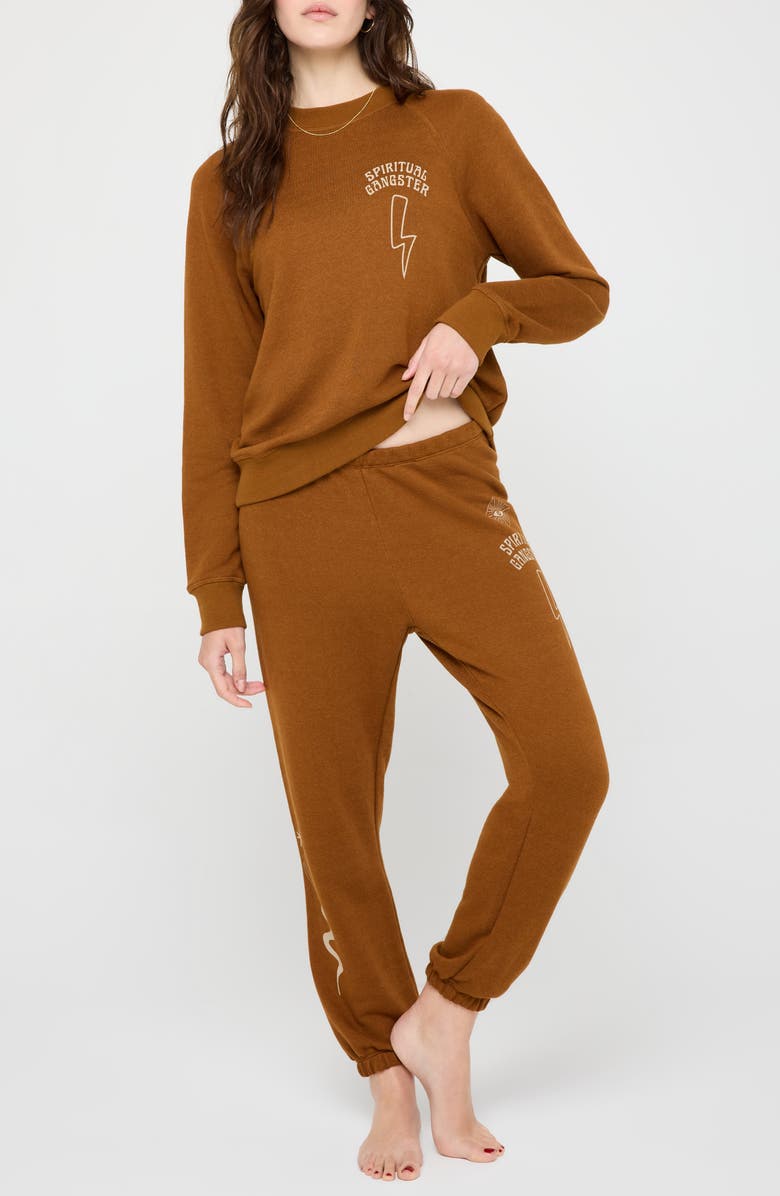 Spiritual Gangster Essence Bolt Luna Cotton & Modal Joggers, Alternate, color, Dune