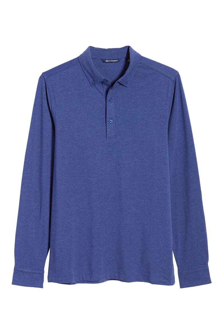 Advantage DryTec Long Sleeve Performance Polo, Main, color, TOUR BLUE HEATHER