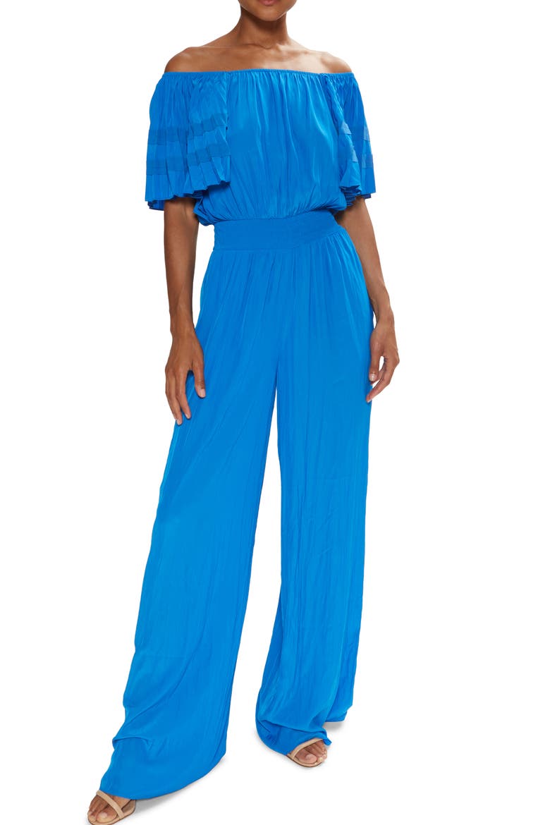 Tinsley Off the Shoulder Short Sleeve Jumpsuit, Main, color, MARRAKECH BLUE