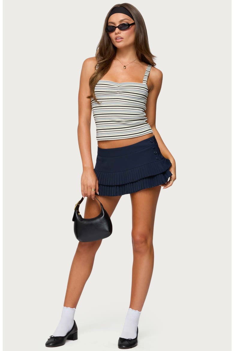 Adelia Stripe Ruched Crop Camisole, Alternate, color, BLACK-AND-WHITE