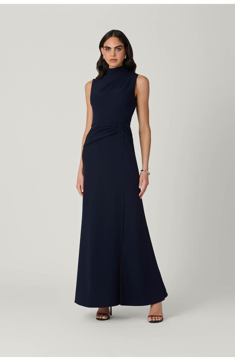 Shoshanna Midnight Annelise Stretch Crepe Dress, Main, color, Navy Multi