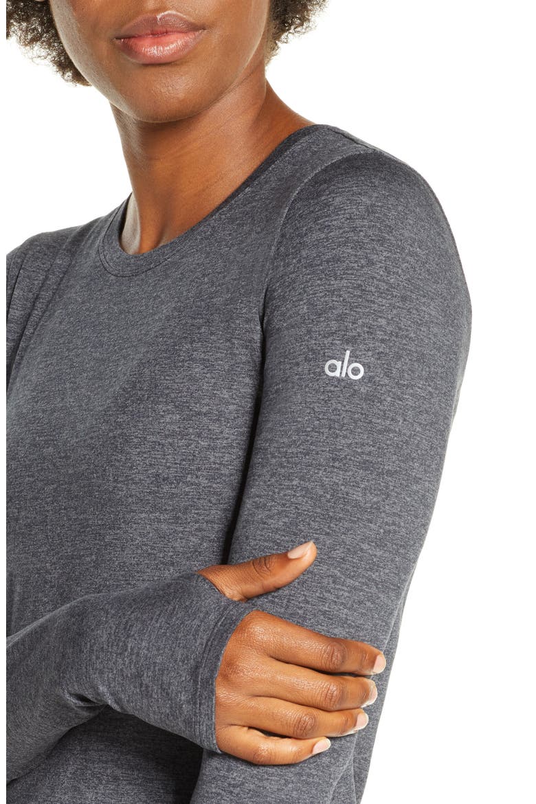 Finesse Long Sleeve Top, Alternate, color, DARK HEATHER GREY