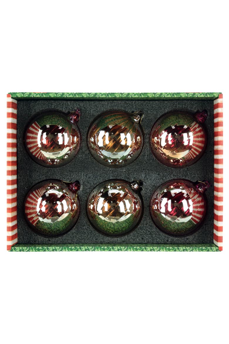 Festive Shimmer Ornament, Box of 6, Alternate, color, Peach