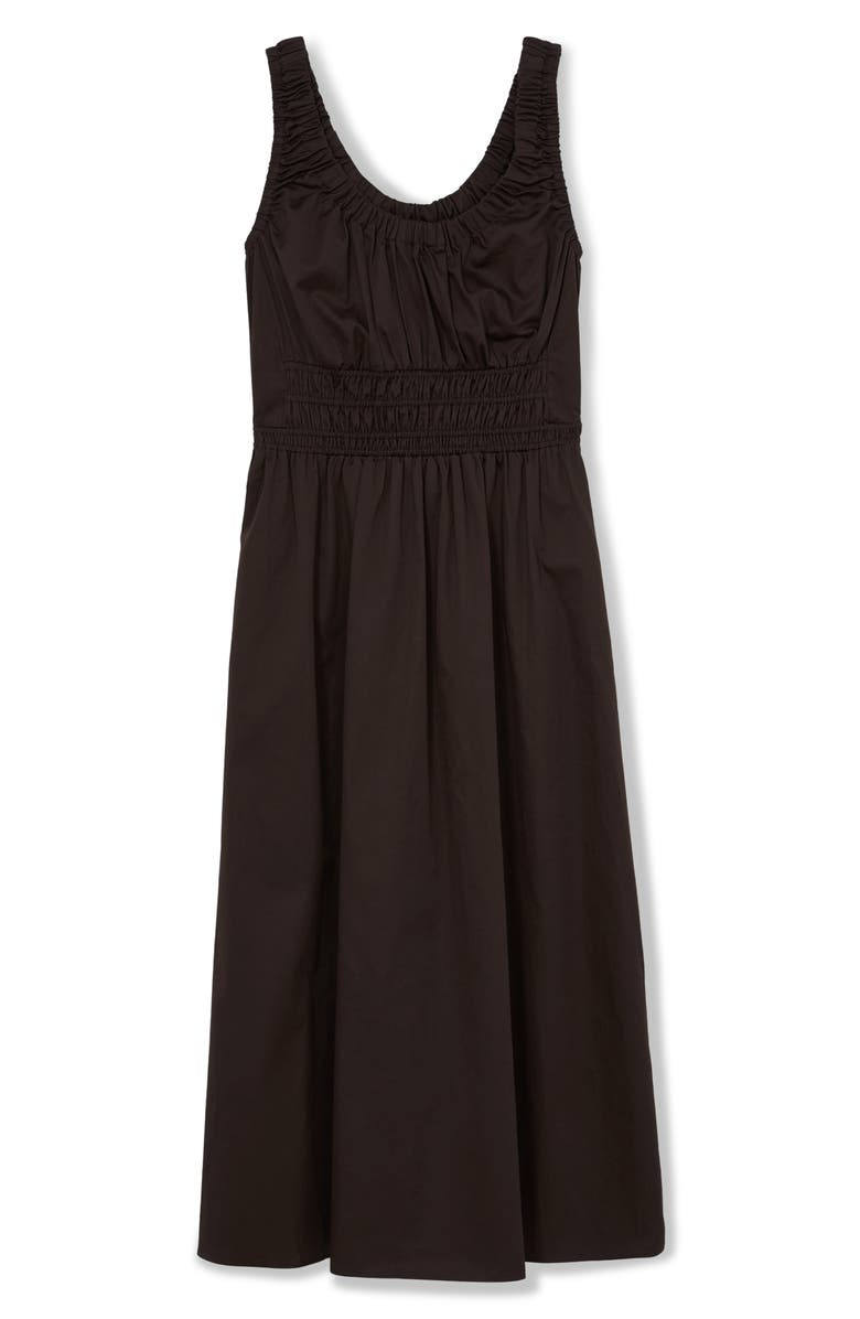 Reiss Anouk Side Stripe Smock Waist Cotton Dress, Alternate, color, Brown