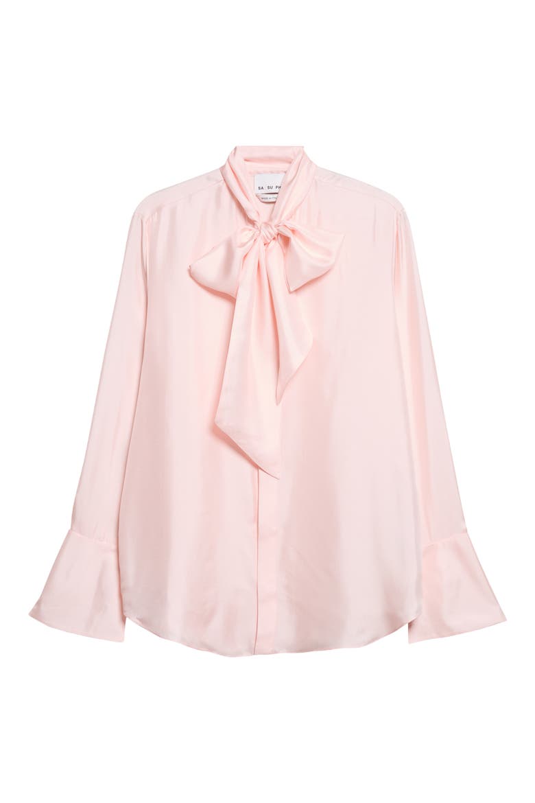 Silk Shirt with Scarf, Main, color, LIGHT PINK