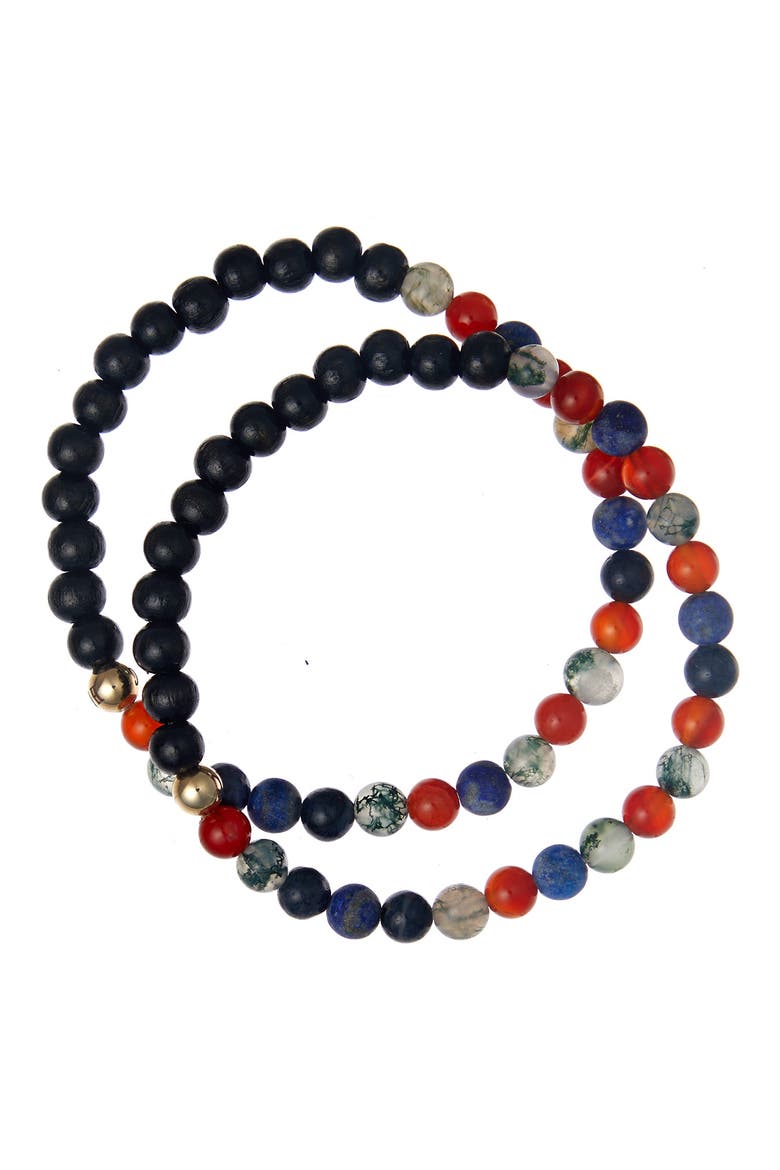 Men's N77 Detox Set of 2 Healer's Bracelets, Alternate, color, BLACK