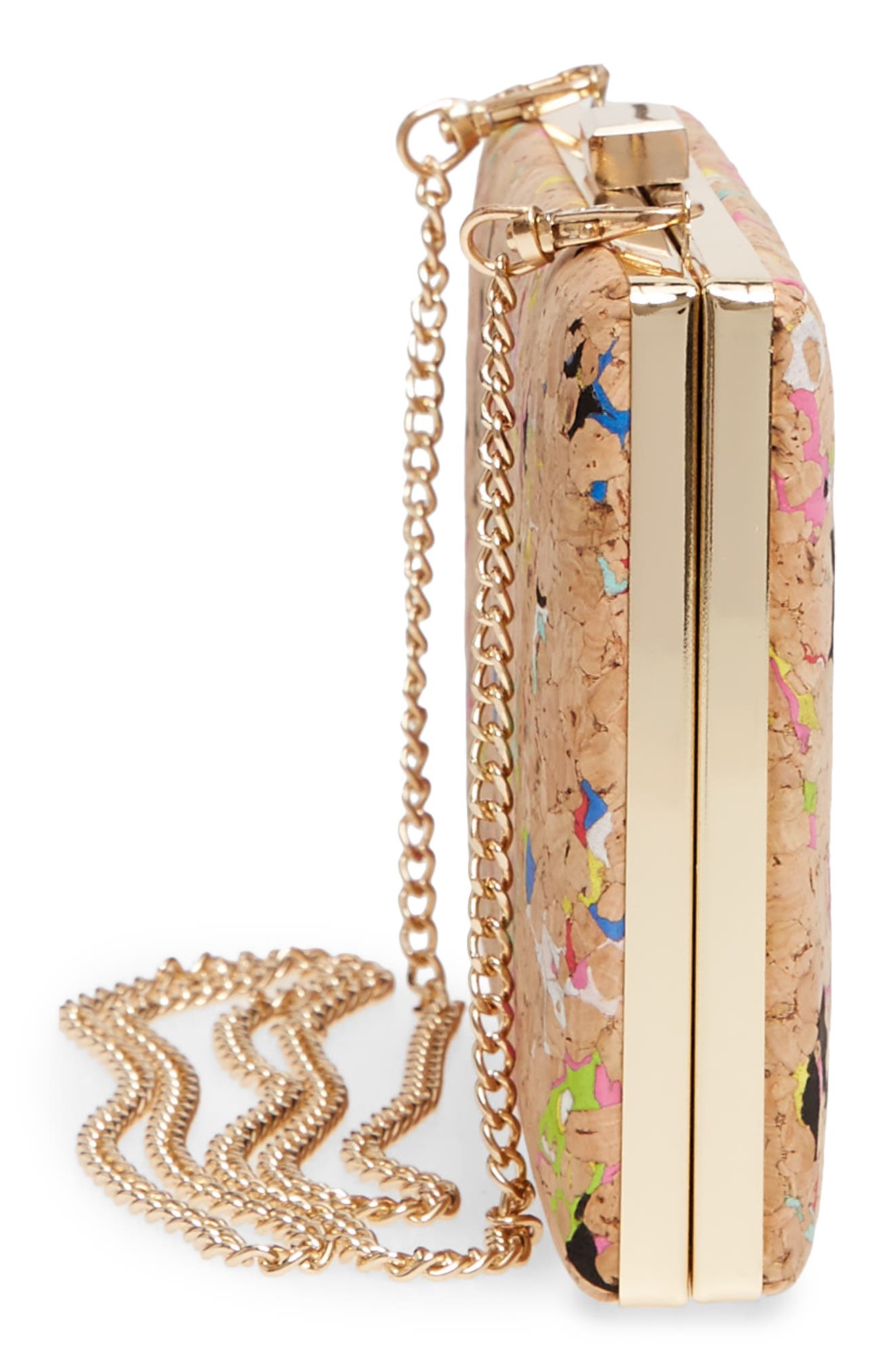 Rainbow Fleck Cork Minaudière, Alternate, color, MULTI