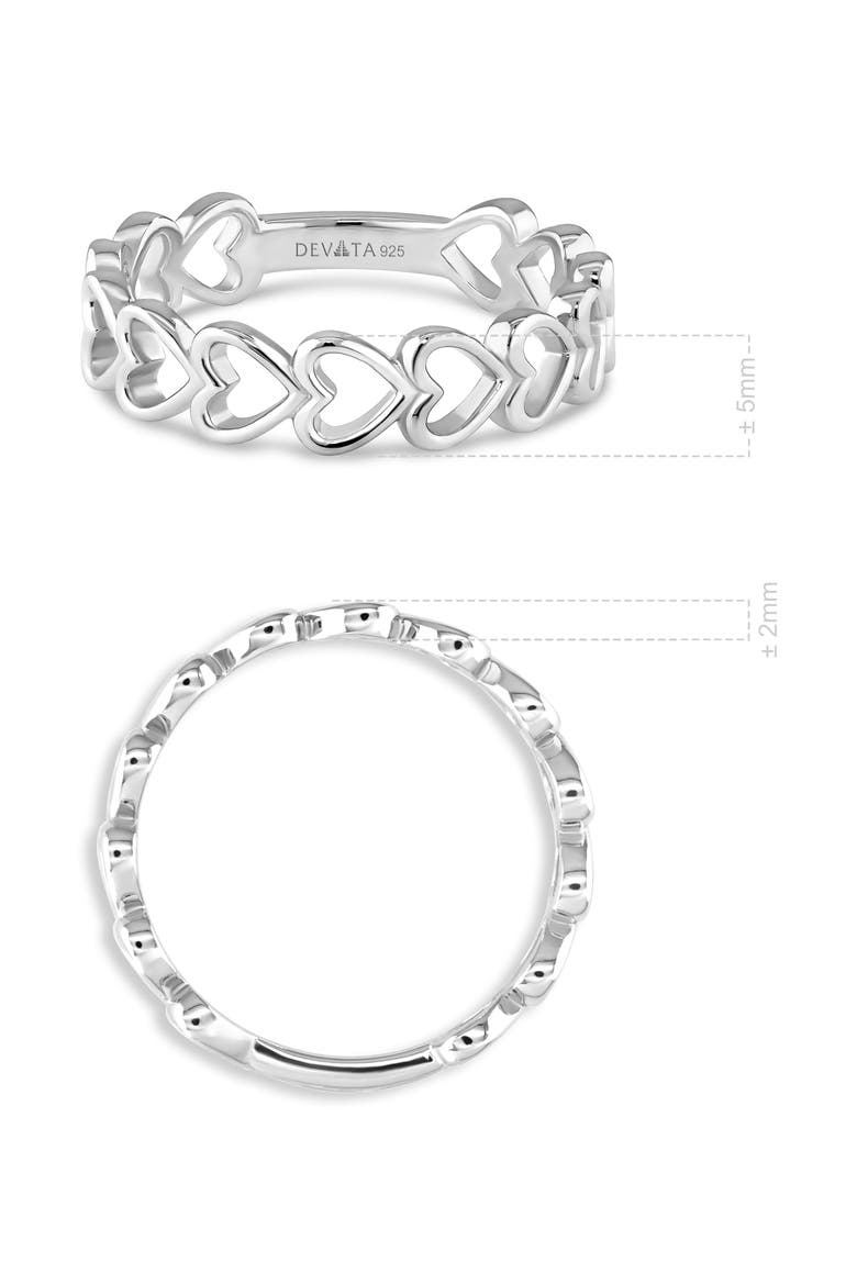 Open Heart Ring in Rhodium Plated Sterling Silver, Alternate, color, Silver
