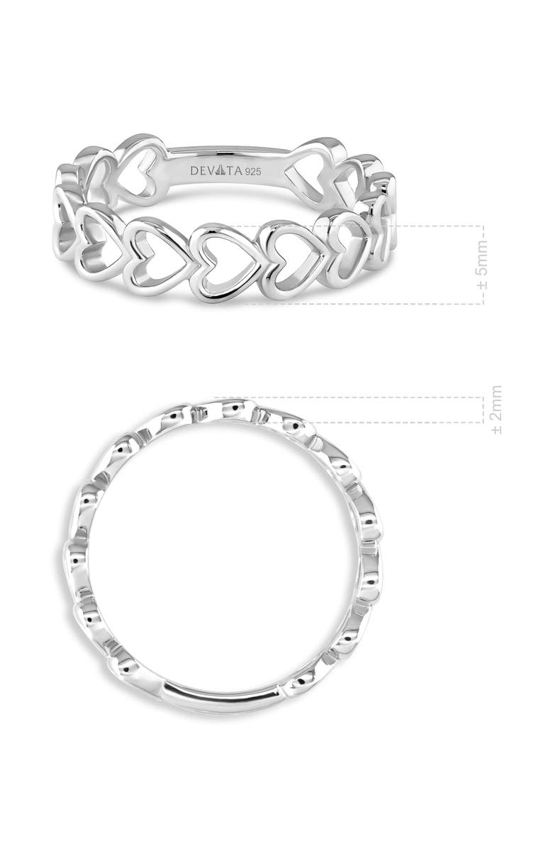 DEVATA Open Heart Ring in Rhodium Plated Sterling Silver, Alternate, color, Silver