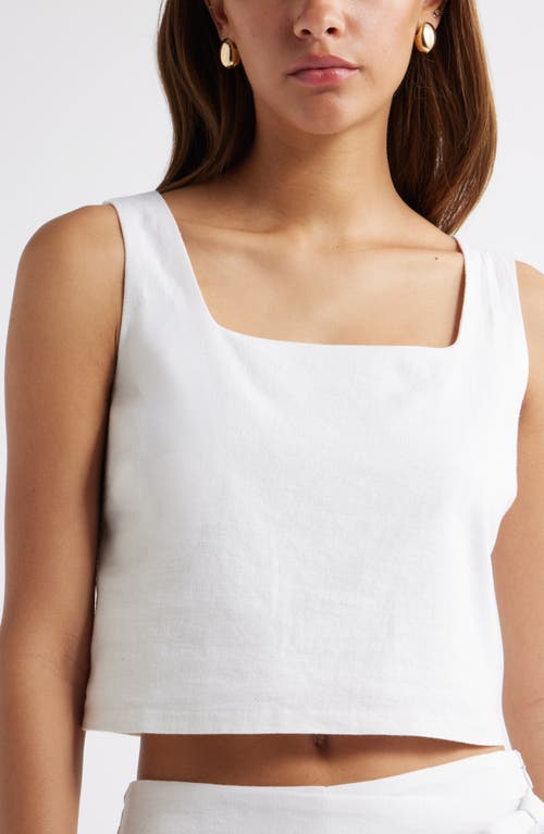 Open Edit Sleeveless Linen Blend Top In White