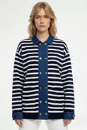 Exquise Gaetan Long Sleeve Striped Knit Cardigan