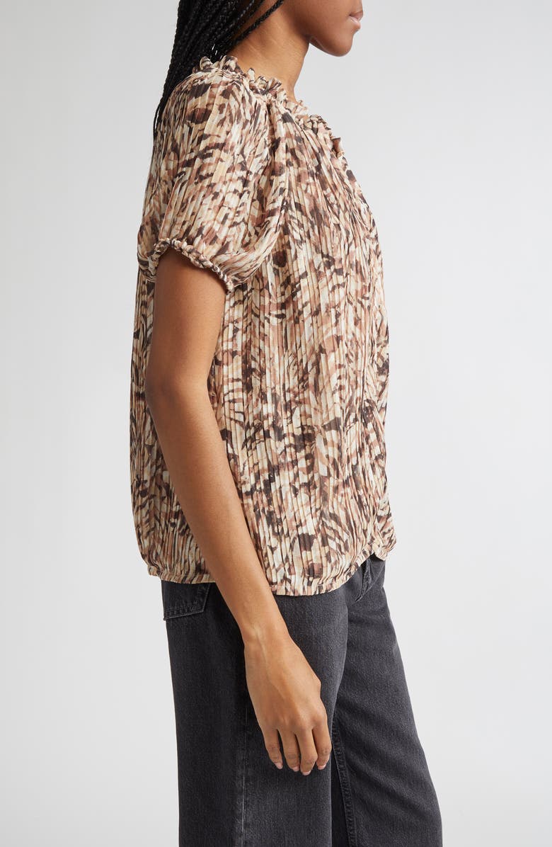Ramy Brook Soraya Pleated Puff Sleeve Top, Alternate, color, Baja Brown Tulum