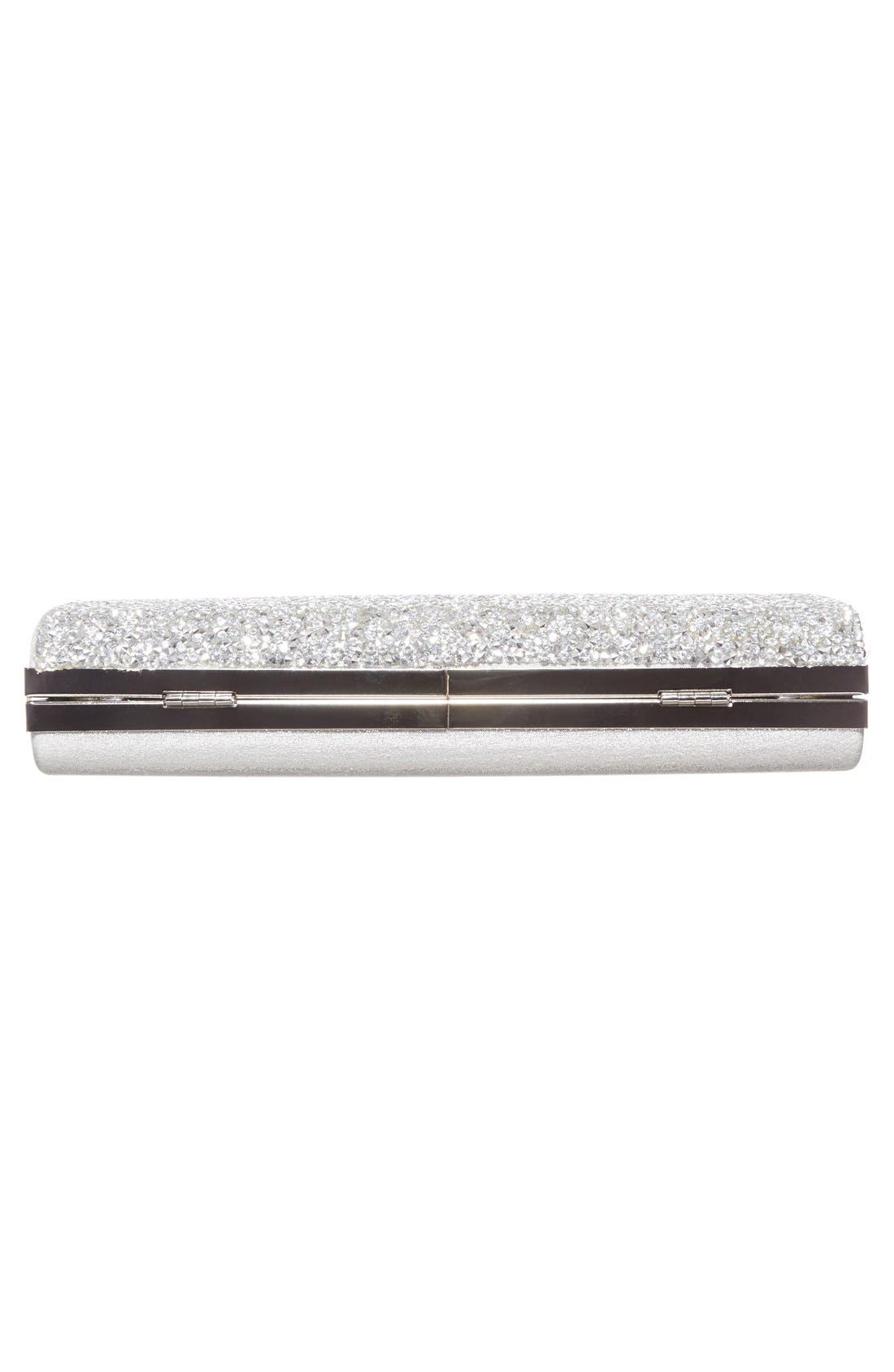 'Mayanna' Crystal Embellished Minaudiere, Alternate, color, SILVER