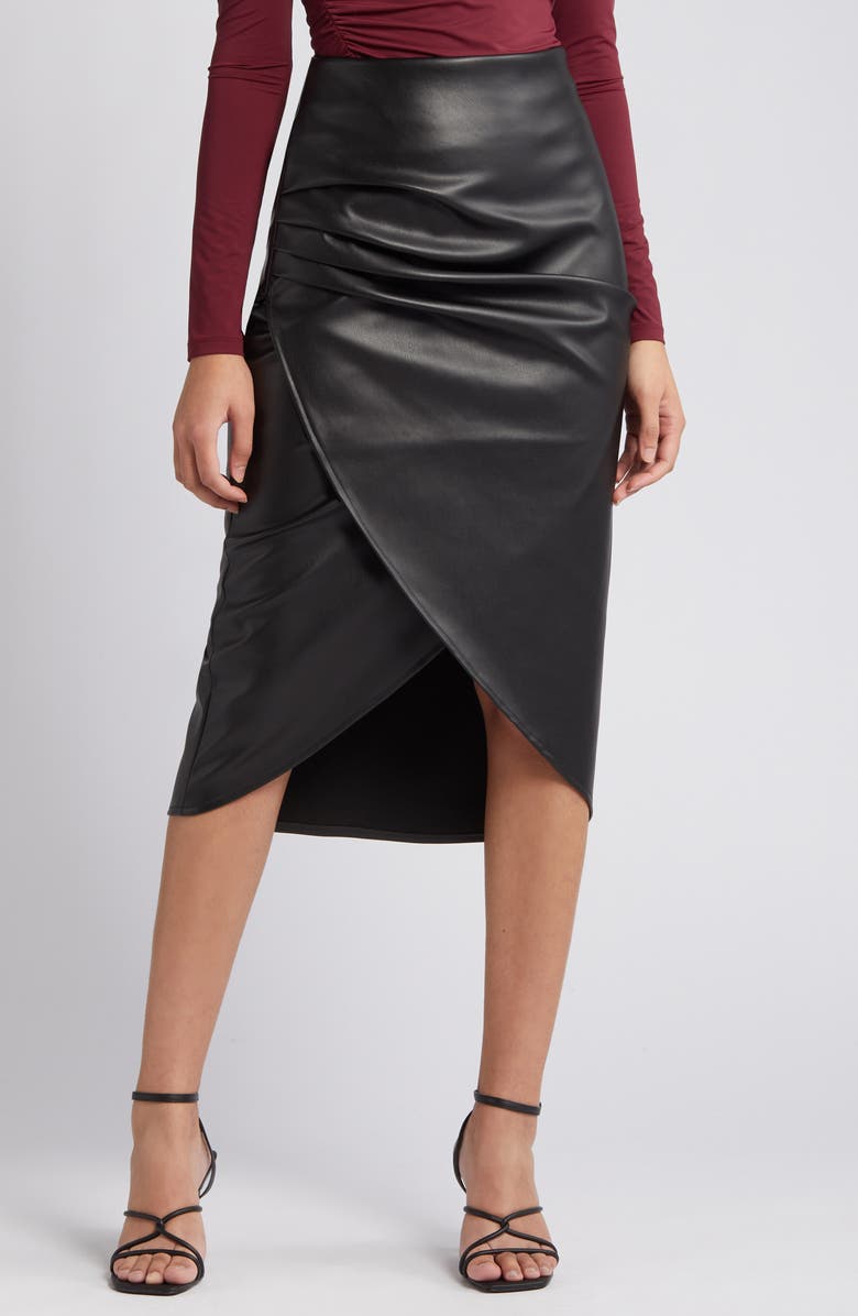 VERO MODA High Waist Faux Leather Tulip Skirt, Alternate, color,