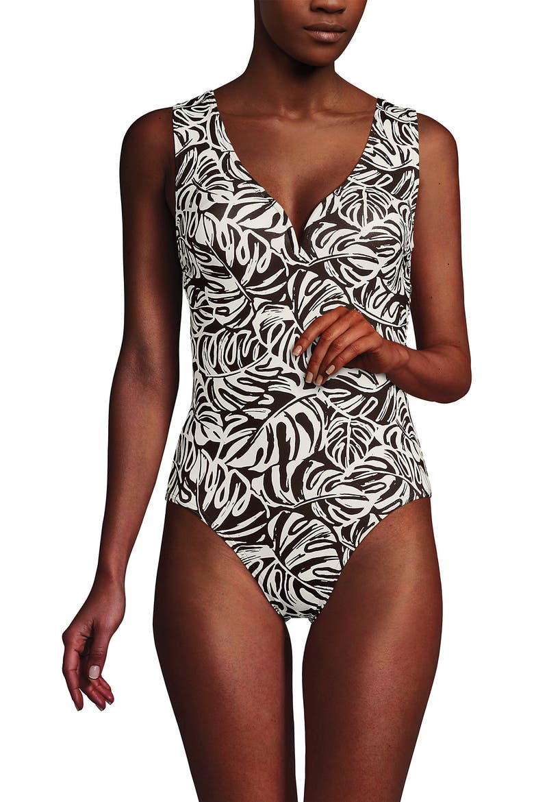 Sculpting Suit Sweetheart V-Wire High Leg One Piece Swimsuit, Alternate, color, Brown Mini Tropic Leaves