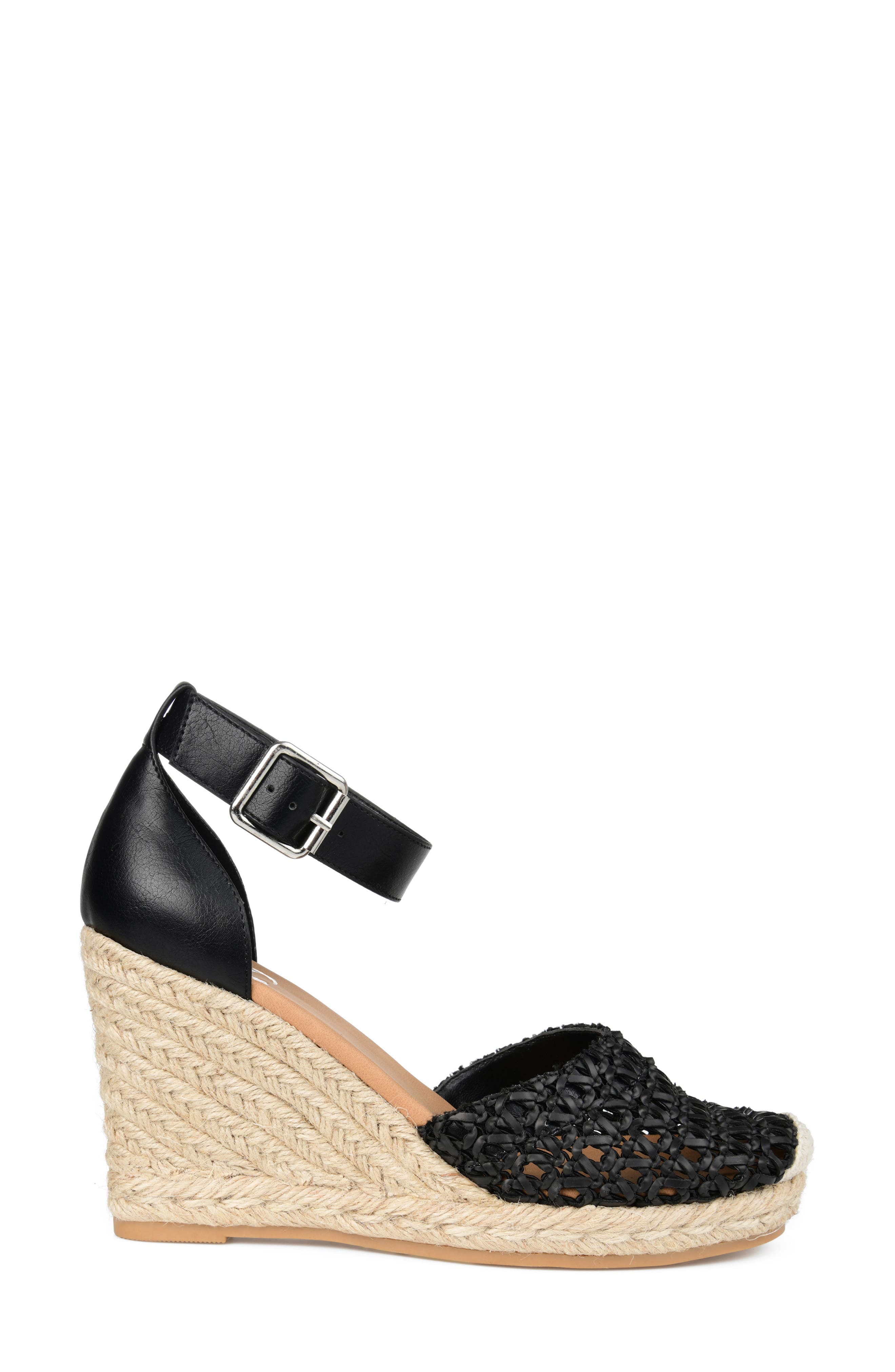 Journee Collection JOURNEE Sierra Woven Espadrille Wedge Sandal, Alternate, color, Black
