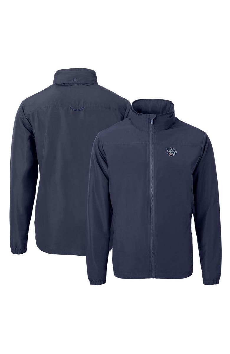 Cutter & Buck Men's Cutter & Buck Navy Lehigh Valley IronPigs Charter Eco Recycled Full-Zip Jacket, Main, color, 