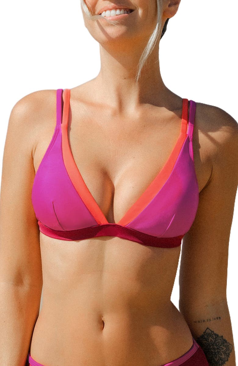 Cupshe Triangle Bikini Top, Main, color, Pink