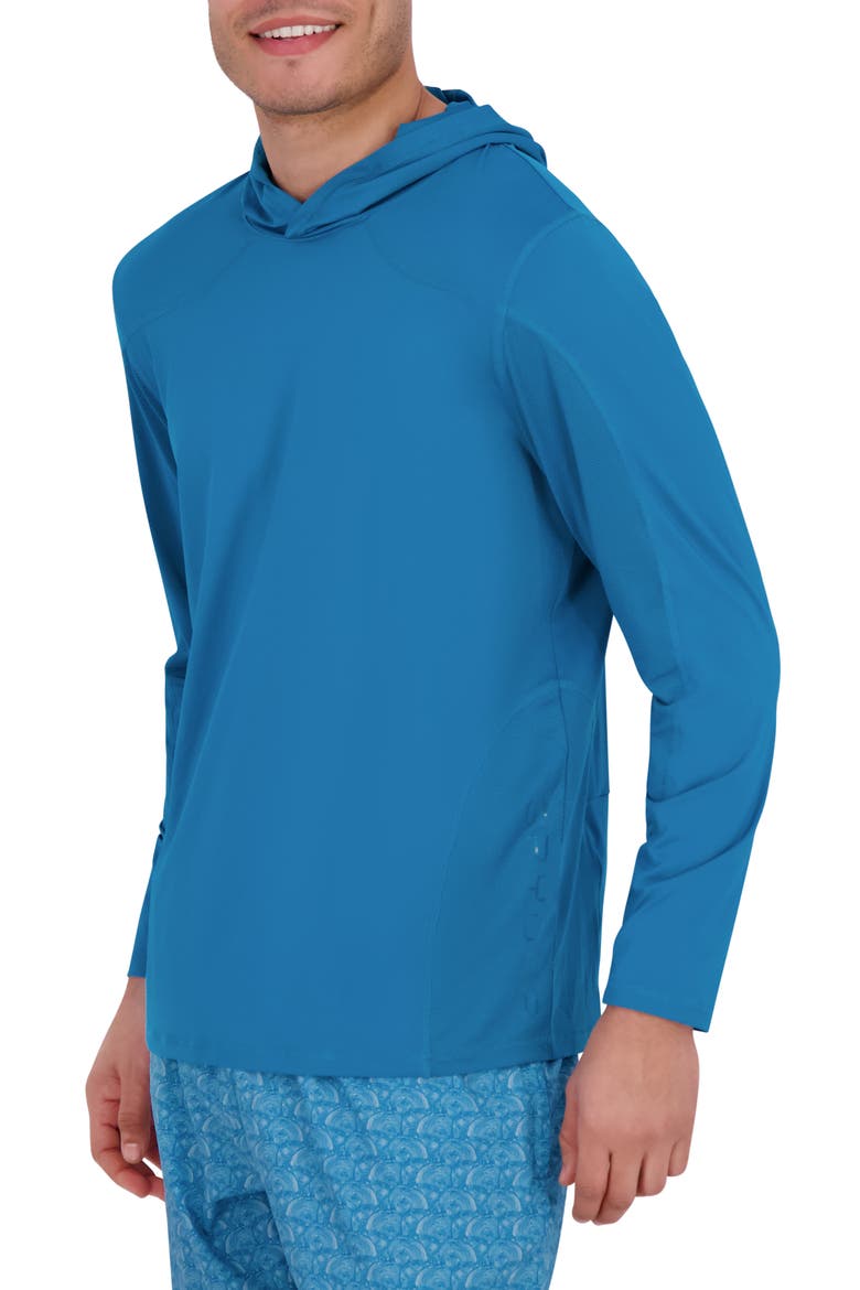 Textured Piecing Long Sleeve Hooded Rashguard, Alternate, color, SWELL