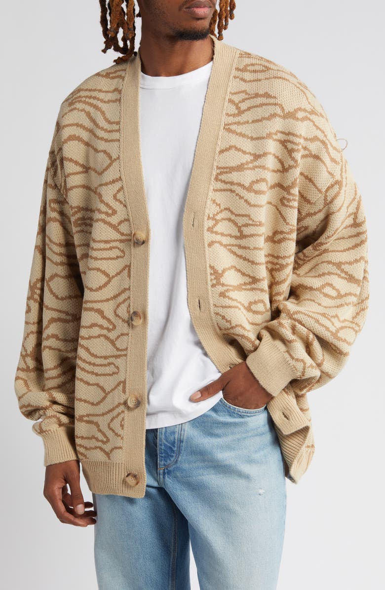 Topman Animal Stripe Oversize Cardigan, Main, color, 