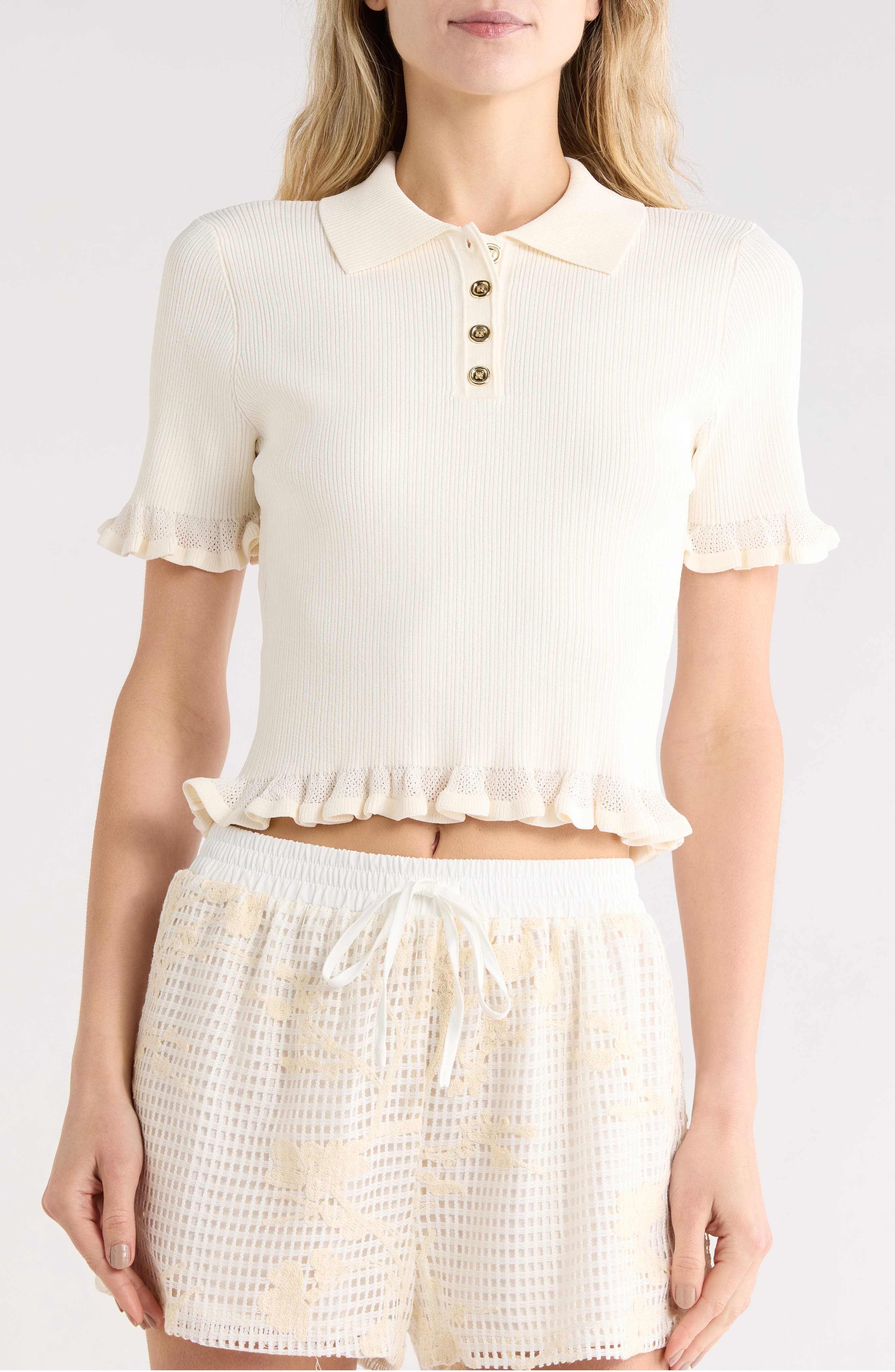 Lush Floral Embroidered Mesh Shorts