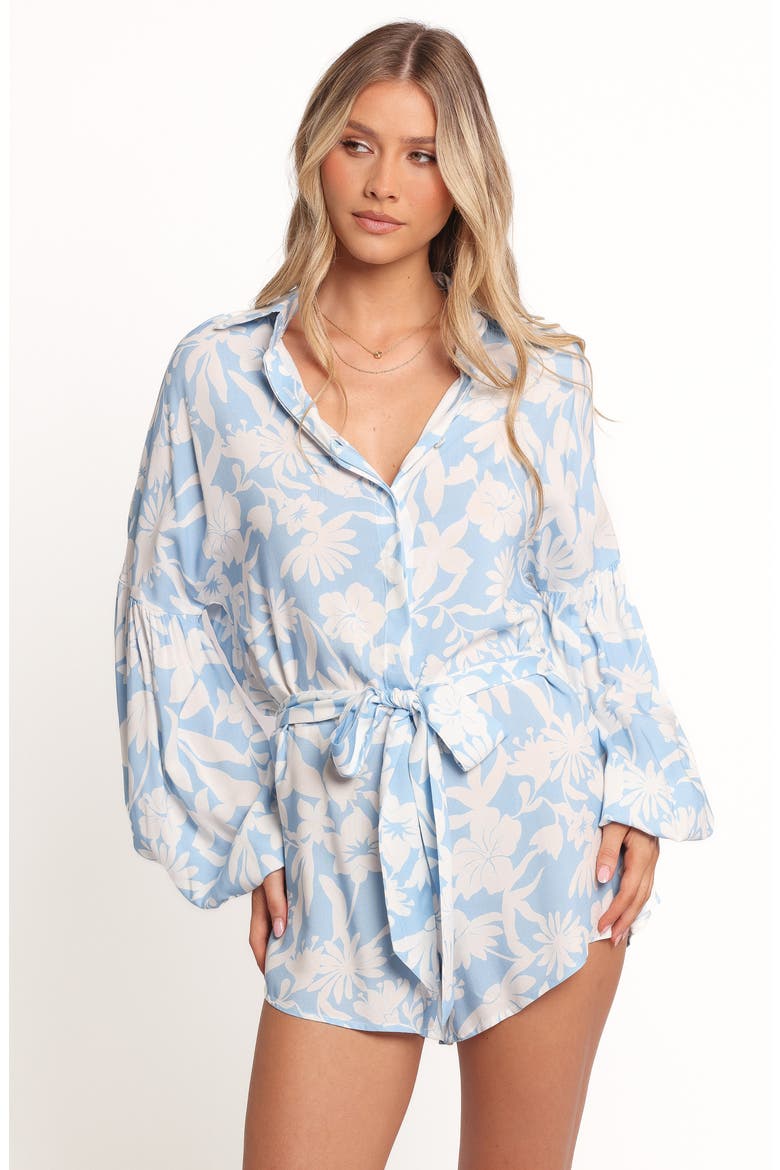 Pali Floral Long Sleeve Romper, Alternate, color, BLUE FLORAL