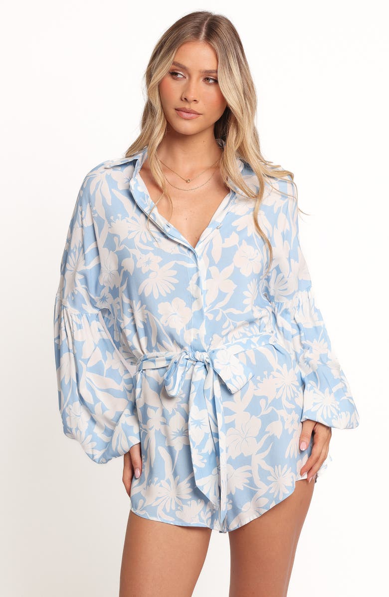 Petal & Pup Pali Floral Long Sleeve Romper, Alternate, color, Blue Floral