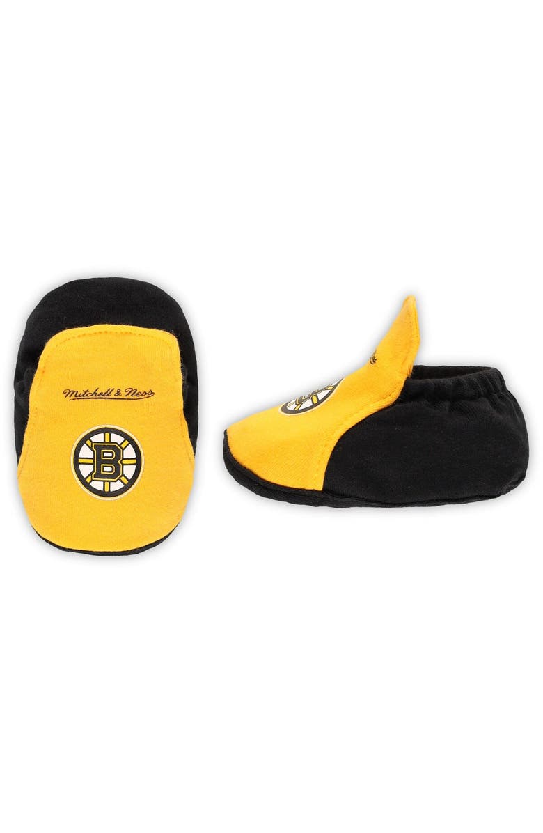 Mitchell & Ness Infant Mitchell & Ness Gold/Black Boston Bruins Big Score 3-Pack Bodysuit, Bib and Bootie Set, Alternate, color, Gold
