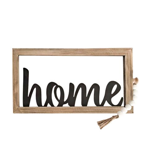 Home with Beads and Tassel Sign