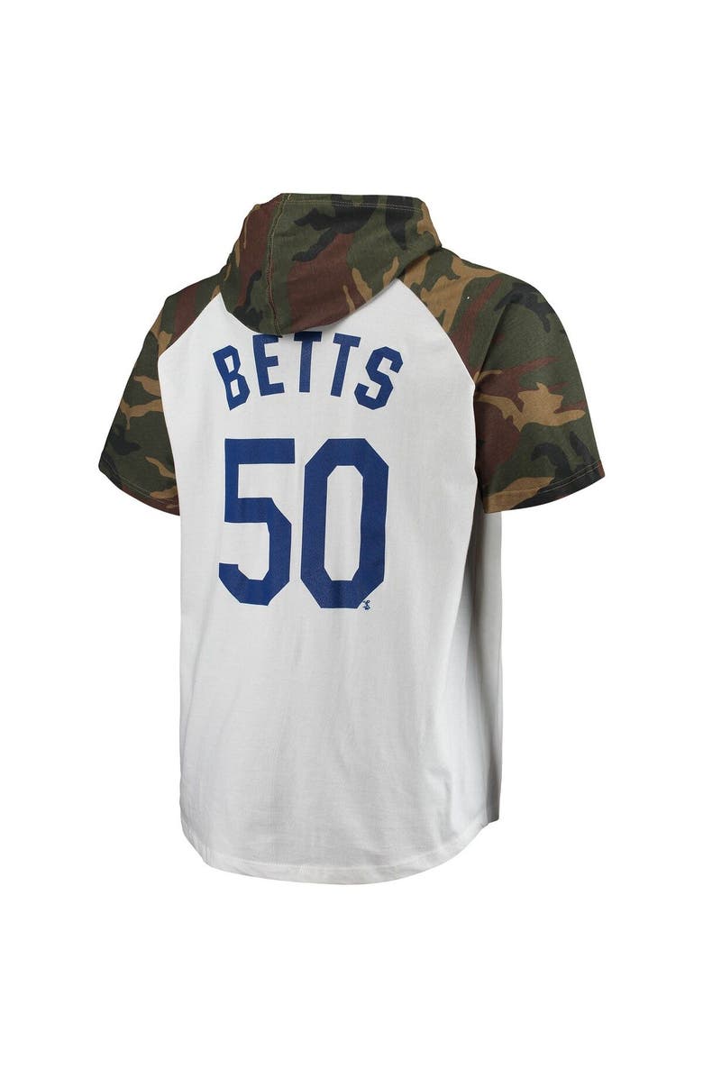 PROFILE Men's Mookie Betts White/Camo Los Angeles Dodgers Player Big & Tall Raglan Hoodie T-Shirt, Alternate, color, White