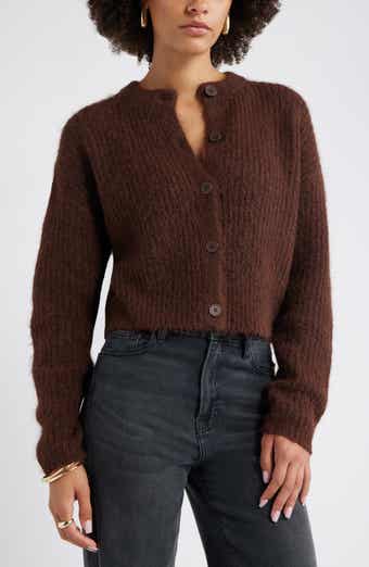 Open Edit Fuzzy Crewneck Cardigan