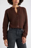 Open Edit Fuzzy Crewneck Cardigan