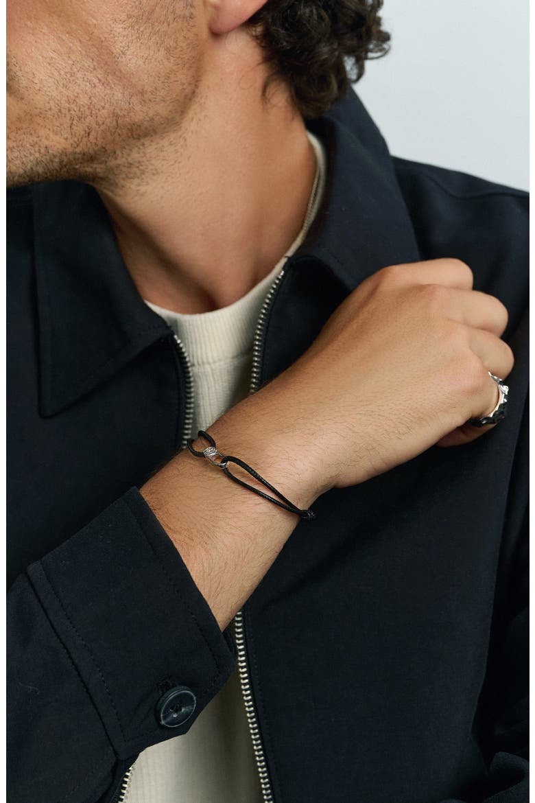 Silver Hook Black String Bracelet, Alternate, color, Black