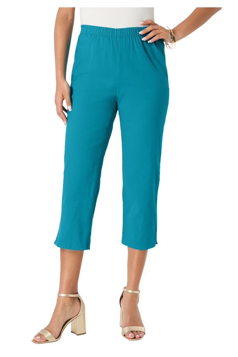 Plus Size Comfort Stretch Capri Jean, Main, color, DEEP TURQUOISE